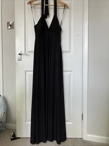 Black Beaded Debut Halter Neck Long Maxi Dress Padded Bust Size 8 - Picture 1 of 8