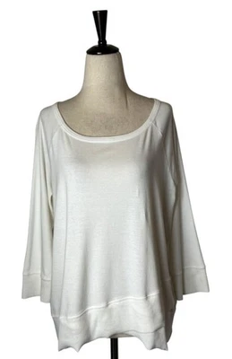 Camisa Lilla P Mujer Mediana Blanca Algodón Pima Tejido Dobladillo Asimétrico Camiseta Top Foto 1 de 4