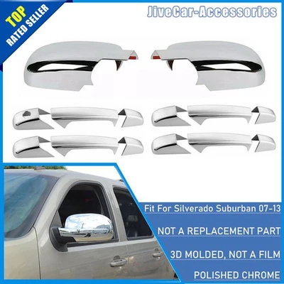 Chrome Mirror Door Handle Cover Trim For Chevy Silverado Tahoe Suburban 2007-13 Foto 1 de 4