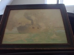 U S S YANKEE HAND PAINTED PHOTOGRAPH SPANISH AMERICABN WAR AUXILLARY CRUISER - Picture 1 of 8