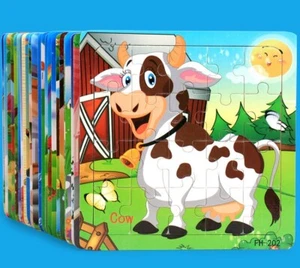 Wood 3D Puzzle Jigsaw Toys Kids Children Cartoon Animal - Picture 1 of 1