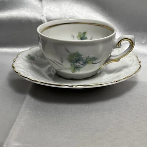 Tazza da tè e piattino vintage Winterling Finest blu foglia verde Demitasse Germania 444 - Foto 1 di 9