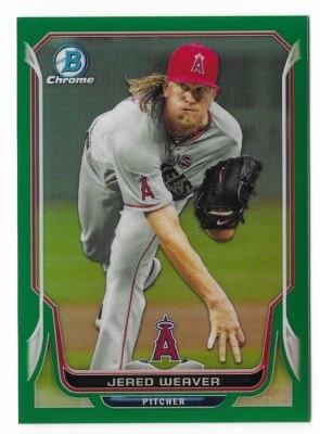 Tarjeta paralela Jered Weaver 2014 Bowman cromo refractor verde #136/75 ángeles SP Foto 1 de 2