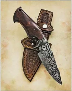 handmade damascus steel blade bowie hunting knife - Picture 1 of 1