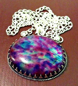 BUNTER LABRADORIT Edelstein Handgefertigt 925 Sterlingsilber Schmuck Halskette.