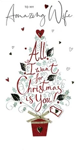 Hand Decorated Wife All I Want For Christmas Card - Second Nature Luxury Design - Imagen 1 de 1