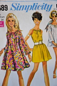 1968 Simplicity Pattern #7689 Jiffy Dress Top Mod Style Size 12-14 Bust 34-36 - Picture 1 of 6