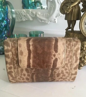 CAJA de Colección Años 80 Piel de Serpiente Lagarto Bolso de Mano Bolso de Mano Bolso de Hombro CLUTCH Foto 1 de 4