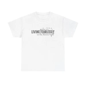 Jesus God Christian Religious T-Shirt Faith Church Gift Women Tee Psalm 27.1 - Picture 1 of 27