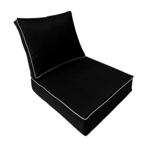 Contrast Trim Deep Seat Cushion Set 24x26x6 Patio Furniture Seat Cushion AD109 - Picture 1 of 13