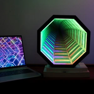 3D RGB LED Infinity Mirror Light Multicolor Tunnel Lamp w/ Smart APP & Remote - Picture 1 of 18
