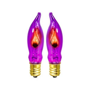 Orange / Purple / Red/ Clear C7 (CA10) Flicker Flame String Light Bulbs (2-Pack) - Picture 1 of 9