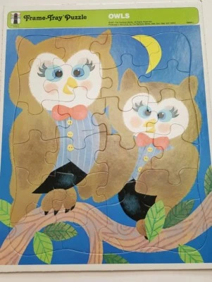 Rompecabezas bandeja marco búho vintage 1971 The Rainbow Works #75903-1 Foto 1 de 4