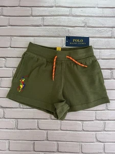 NWT Ralph Lauren Girls 5 Green Terry Shorts with Embroidered Big Pony Logo - Picture 1 of 7