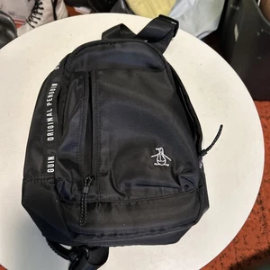 Nuevo sin etiqueta ORIGINAL PENGUIN Negro Bandolera BOLSO MULTI BOLSILLO AJUSTE CORREA - Imagen 1 de 9