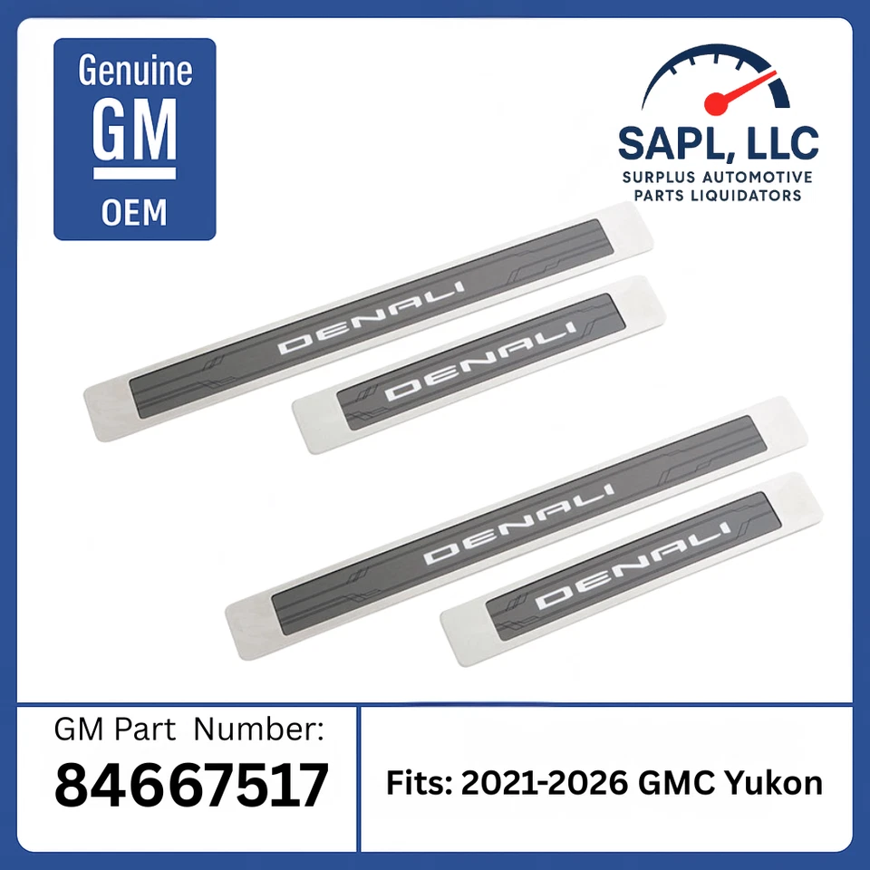 Placas de soleira de porta frontal e traseira iluminadas GMC Yukon fabricante de equipamento original GM 2021-2026 84667517 - Imagem 1 de 4