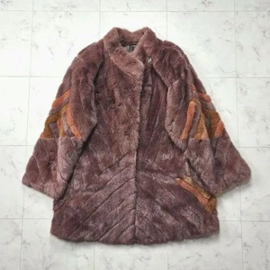 SAGA MINK Fur Coat Pink coat with pattern, Mitsukoshi silver tag dyed From Japan - Picture 1 of 24