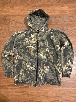 Chaqueta con Capucha Vintage Años 90 Roble Mossy Camuflada Cremallera Completa Foto 1 de 3
