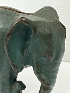 Vintage Antique Cast Iron Coin Bank Green Elephant - Picture 1 of 15