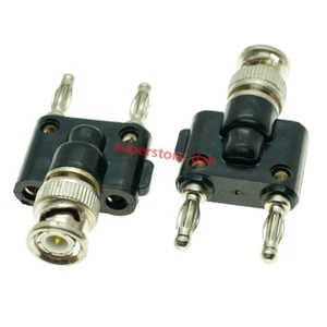 1Pcs BNC male plug to two dual 4mm Banana binding male connector RF Adapter - Picture 1 of 8