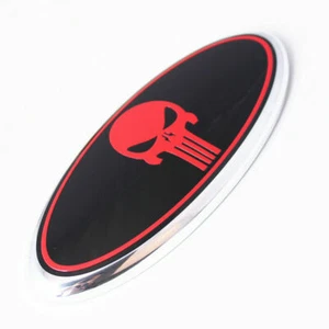 7" Red Skull Front Grille or Tailgate Oval Emblem Badge for F-150 F-250 Escape - Foto 1 di 5