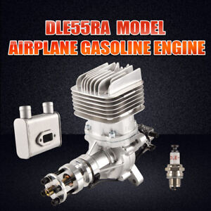 DLE55RA 55CC Two Stroke Rear Exhaust Gas Engine w/ Muffler&Ignition for RC Plane