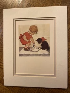 Portal Publications 1989 Litho MILK FOR KITTY Jesse Wilcox Smith 8”x10” matted - Picture 1 of 2