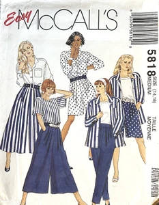 Chaqueta McCall’s Misses’ de 1990, top, pantalones, patrón de falda dividida 5818 talla M SIN CORTAR - Imagen 1 de 2