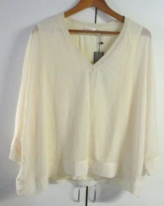 Brave + True Bonnie Top, ¾ Sleeve Oversize Shirt, Vanilla/Cream - Size L BNWT - Picture 1 of 5