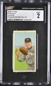 1909 T206  BILL BERGEN CATCHING PIEDMONT 350 CGC 2: GOOD   1230 - Picture 1 of 2