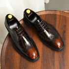 Carved Lace Up Square Toe Brogues Formal Dress Men's Real Leather Business Shoes