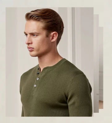 Ralph Lauren Purple Label Rib Knit Silk-Cashmere Henley Sweater  XL Olive $1695 - Image 1 of 4