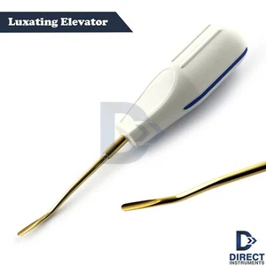 White Plastic Handle Gold Tip Dental Luxating Elevator Tooth Extraction Loosen - Picture 1 of 4