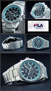 FILA blau-schwarzer Flieger Herrenuhr Chronograph Edelstahl FA4116-G 46mm - Picture 1 of 1