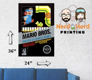 Mario Bros. NES Box Kunst Poster Mehrere Größen 11x17-24x36 Zoll - Bild 1 von 2