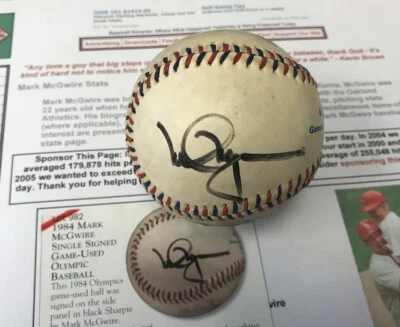 Mark McGwire Signed 1984 Los Angeles Olympics Baseball - Image 1 of 4