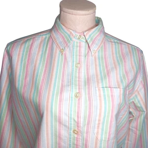 LL Bean Button Down Oxford Langarm Hemd Damen S Mehrfarbig Pastell Streifen - Bild 1 von 12
