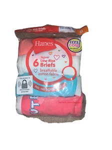 Size 8 Hanes Girls Breathable Cotton Low Rise Briefs 6 Count Colorful Easy Care - Picture 1 of 2