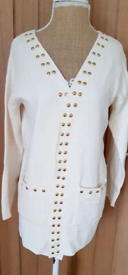 Together Ladies  Womens Cream Stud Embellished Cardigan Size 8 used Free Postage - Image 1 of 4