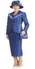 Lynda's Sunday Best Women Church Suit - Soft Crepe Fabric Royal Blue L363