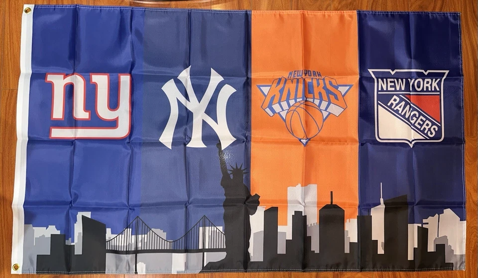 Bandera de los Gigantes de los Yankees Knicks Rangers de los Equipos de Nueva York 3 X 5 pies Banner Regalo para fanáticos Foto 1 de 1