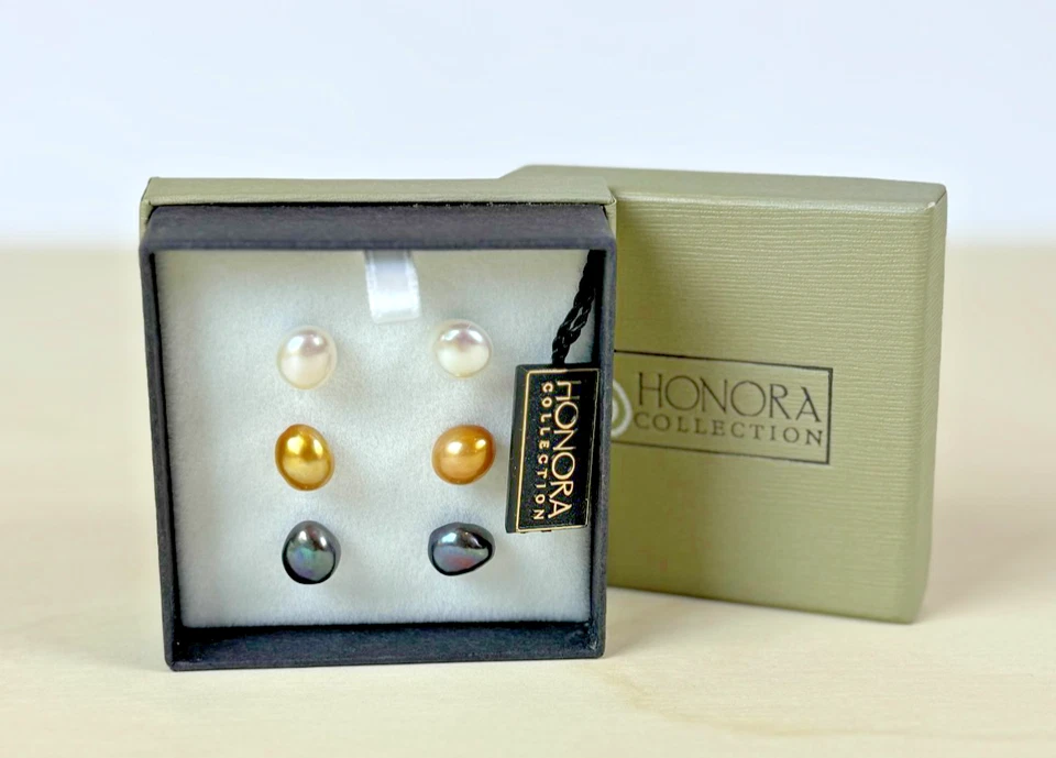 Juego de 3 pendientes de perlas QVC Honora con brazaletes BONUS (159) Foto 1 de 3