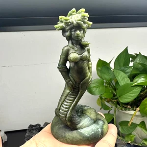 Calavera de cristal de cuarzo Reiki tallada a mano Medusa jade verde natural de 4,6"" decoración 1 pieza - Imagen 1 de 6