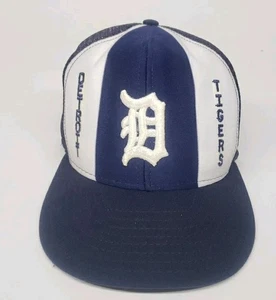 VINTAGE 80s Rare Detroit Tigers Blue MLB AJD Lucky Stripes snapback hat cap NEW! - Picture 1 of 8