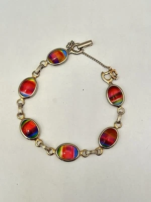 1964 Винтажный Sarah Coventry гармонии радужное стекло безель 7,5» браслет B18 - Изображение 1 из 3