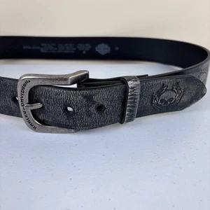 Harley Davidson Belt 36 Black Silver Genuine Leather Motorcycle Biker 97794-09VM - Picture 1 of 6