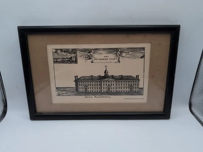 Antique Framed Engraving Of Nassau Hall Princeton 7x10" Foto 1 de 4