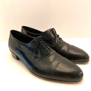 Florsheim Oxford Dress Shoes Mens 11.5 D Black Leather Blue Label Cap Toe 76245 - Picture 1 of 11
