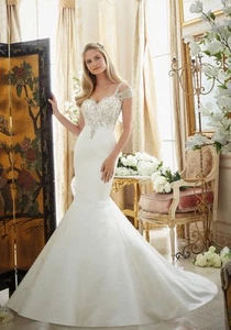 BNWT Mori Lee Wedding Dress Style 2880 Crystallized Embroidered Fishtail Mermaid - Picture 1 of 19