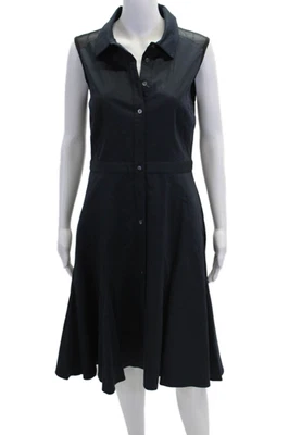 Розовый Tartan женщин сетки плеча деталь воротник на пуговицах платье глубокий синий размер 6 - Изображение 1 из 4